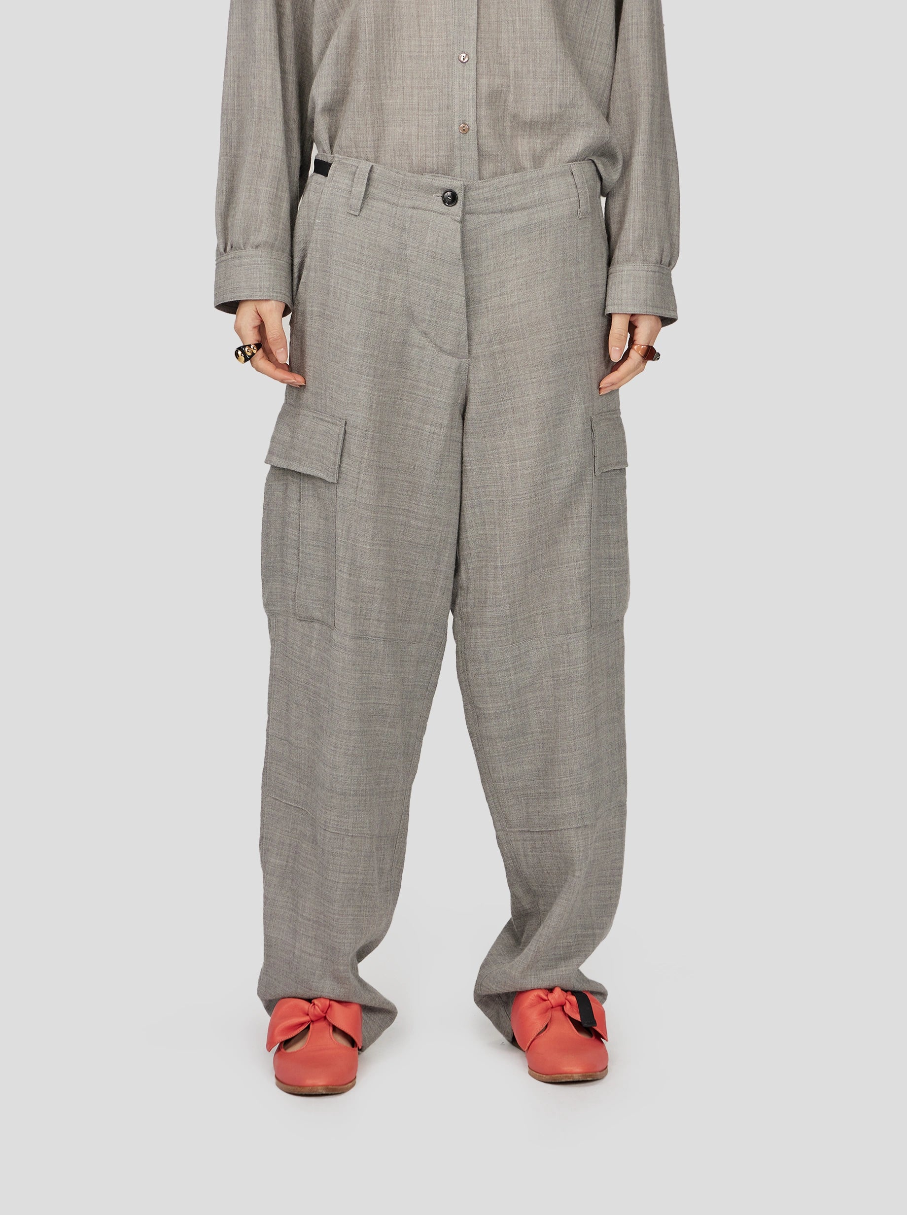 Santino Cargo Pants in Ash Wool Cloth