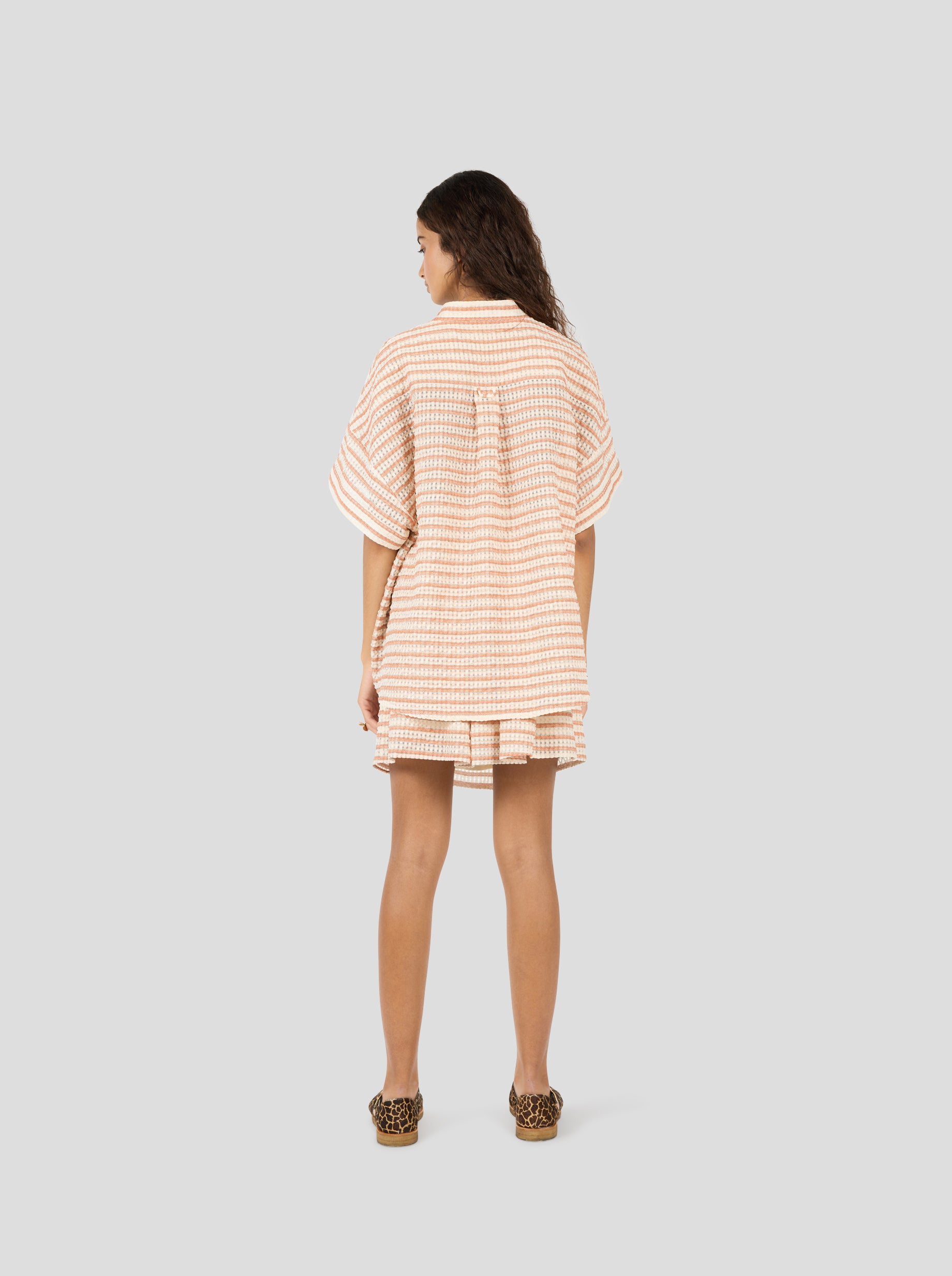 Pixie shirt in rayé Muted Orange
