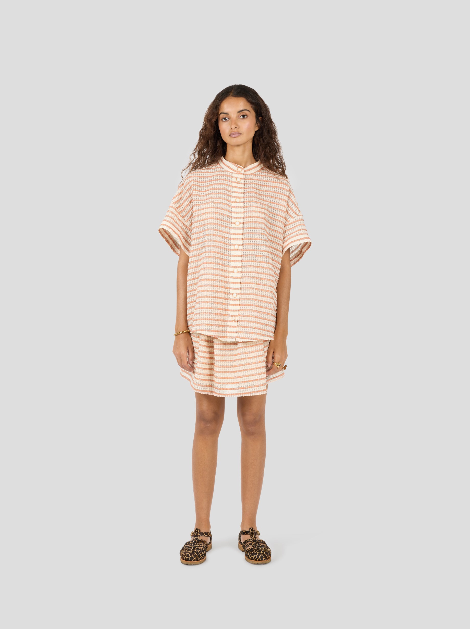 Pixie shirt in rayé Muted Orange