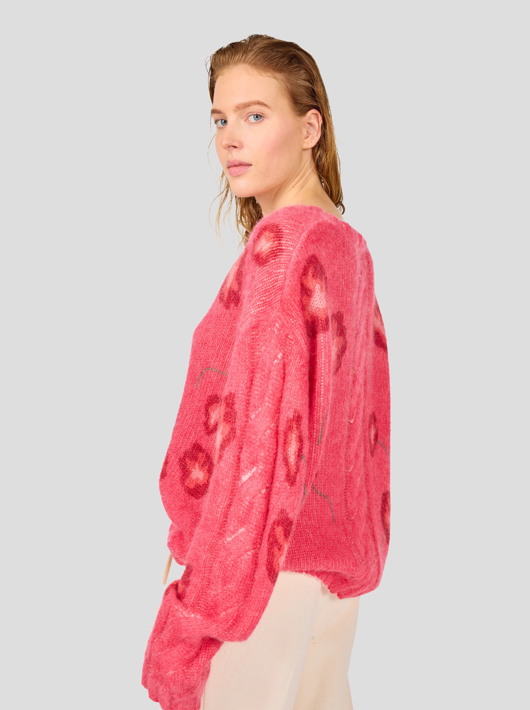 Ellis sweater in raspberry Poppy knit