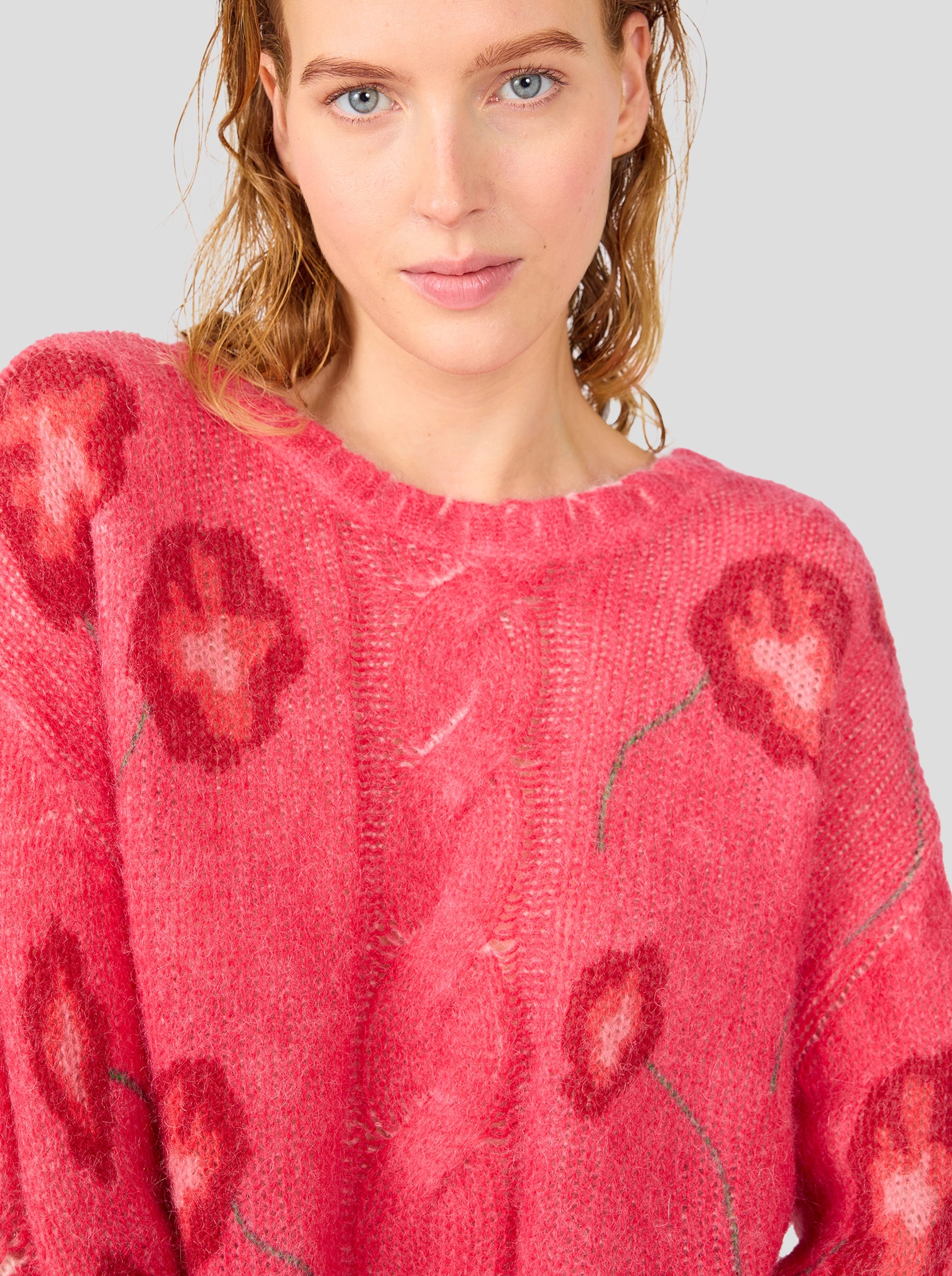 Ellis sweater in raspberry Poppy knit