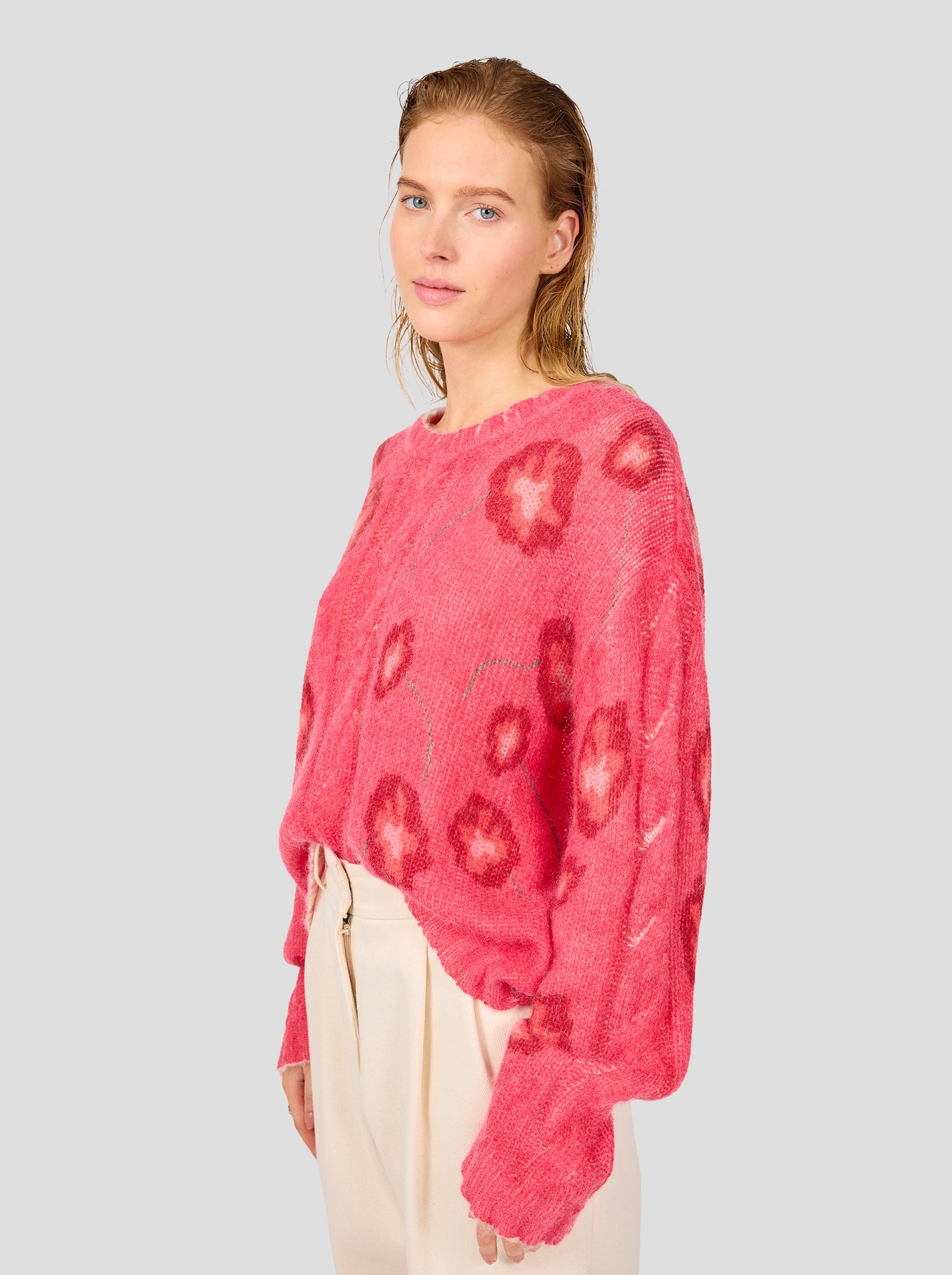 Ellis sweater in raspberry Poppy knit