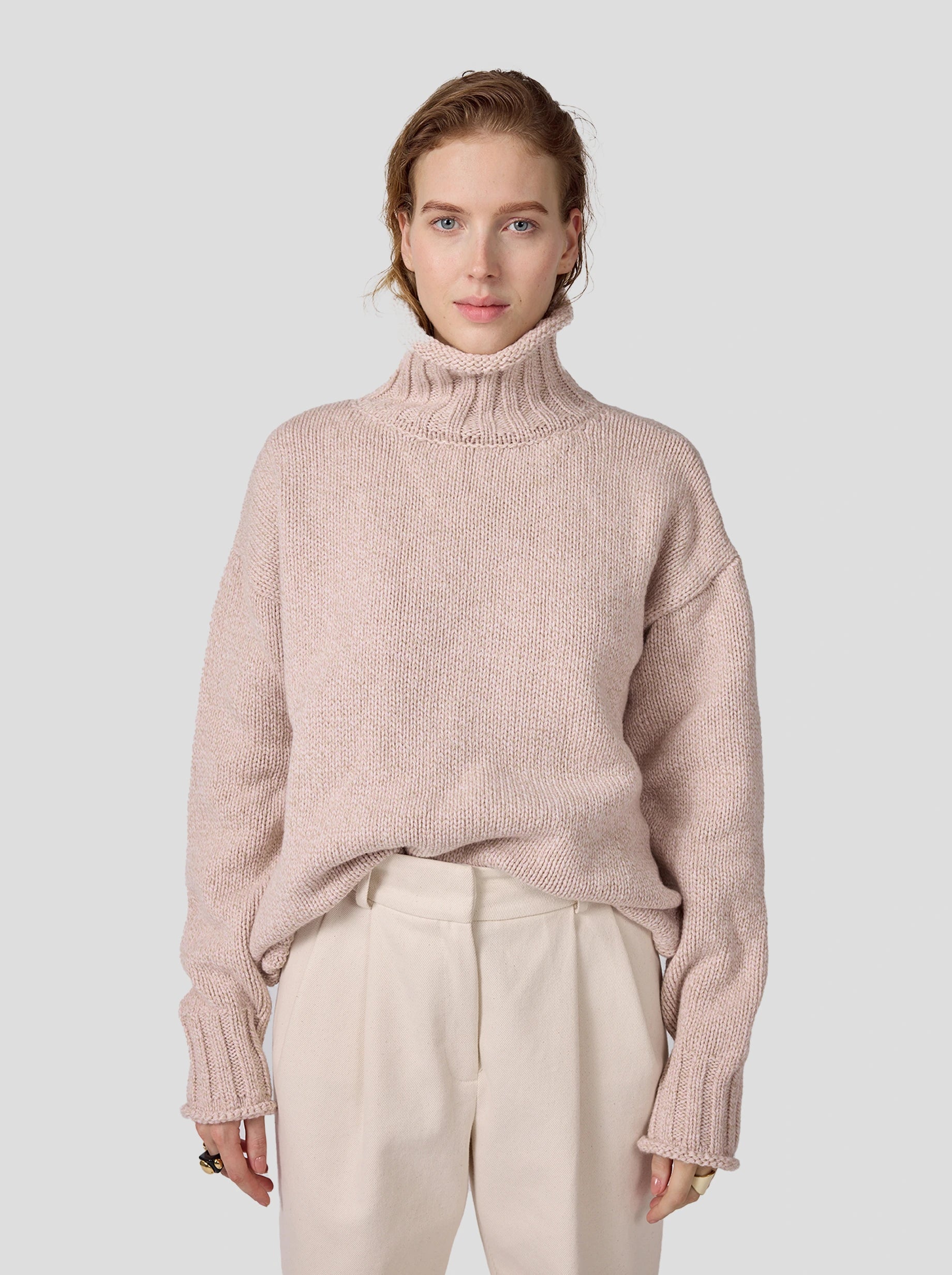 Opal Turtleneck in Chalk Knit