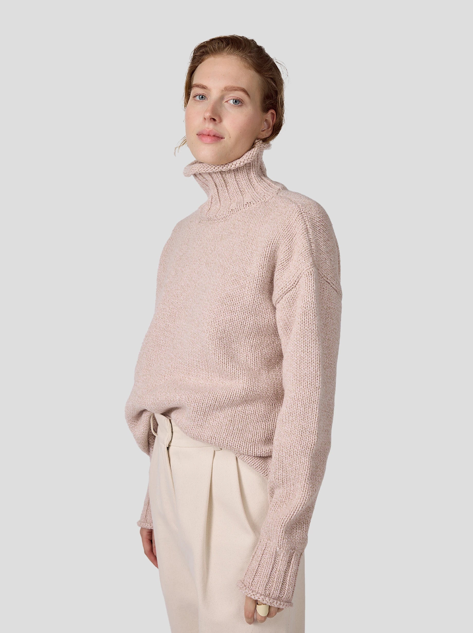 Opal Turtleneck in Chalk Knit