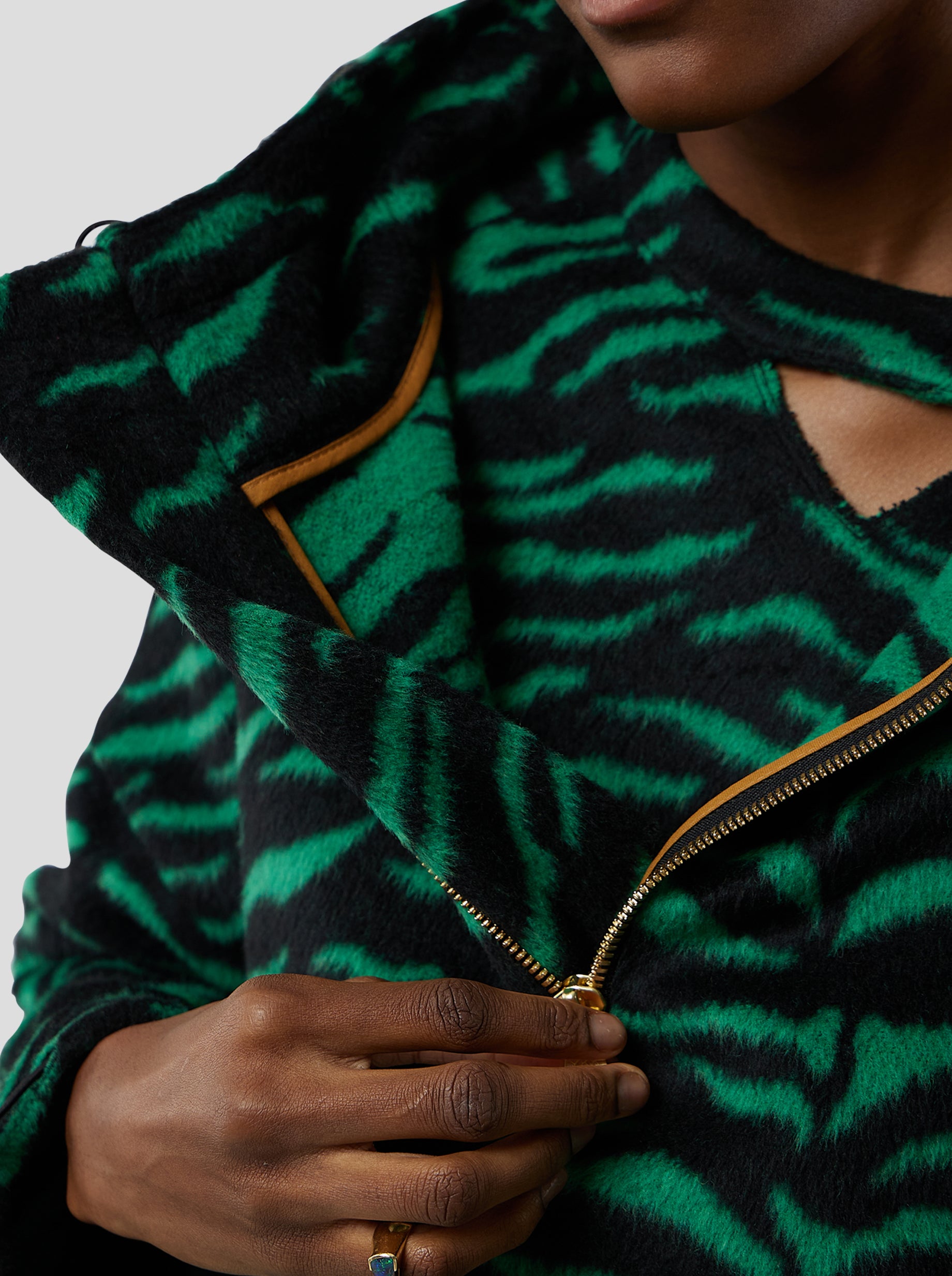 Tony Windbreaker in Forest Green Zebra Wool