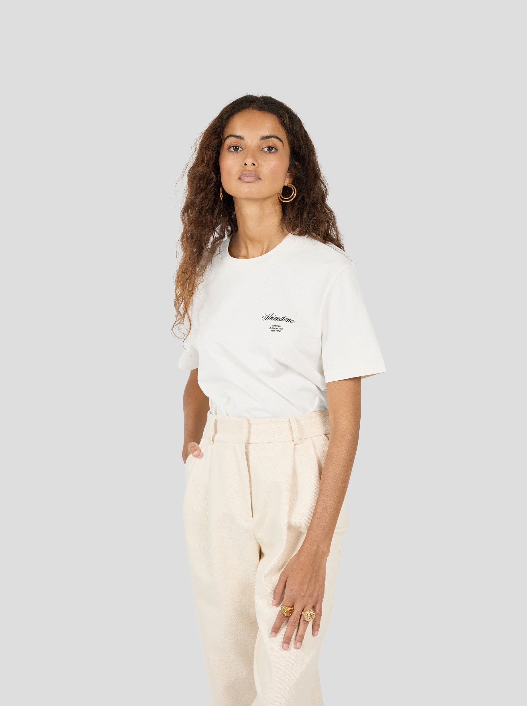 Collectible Unisex T-Shirt in White with White Heimstone Logo