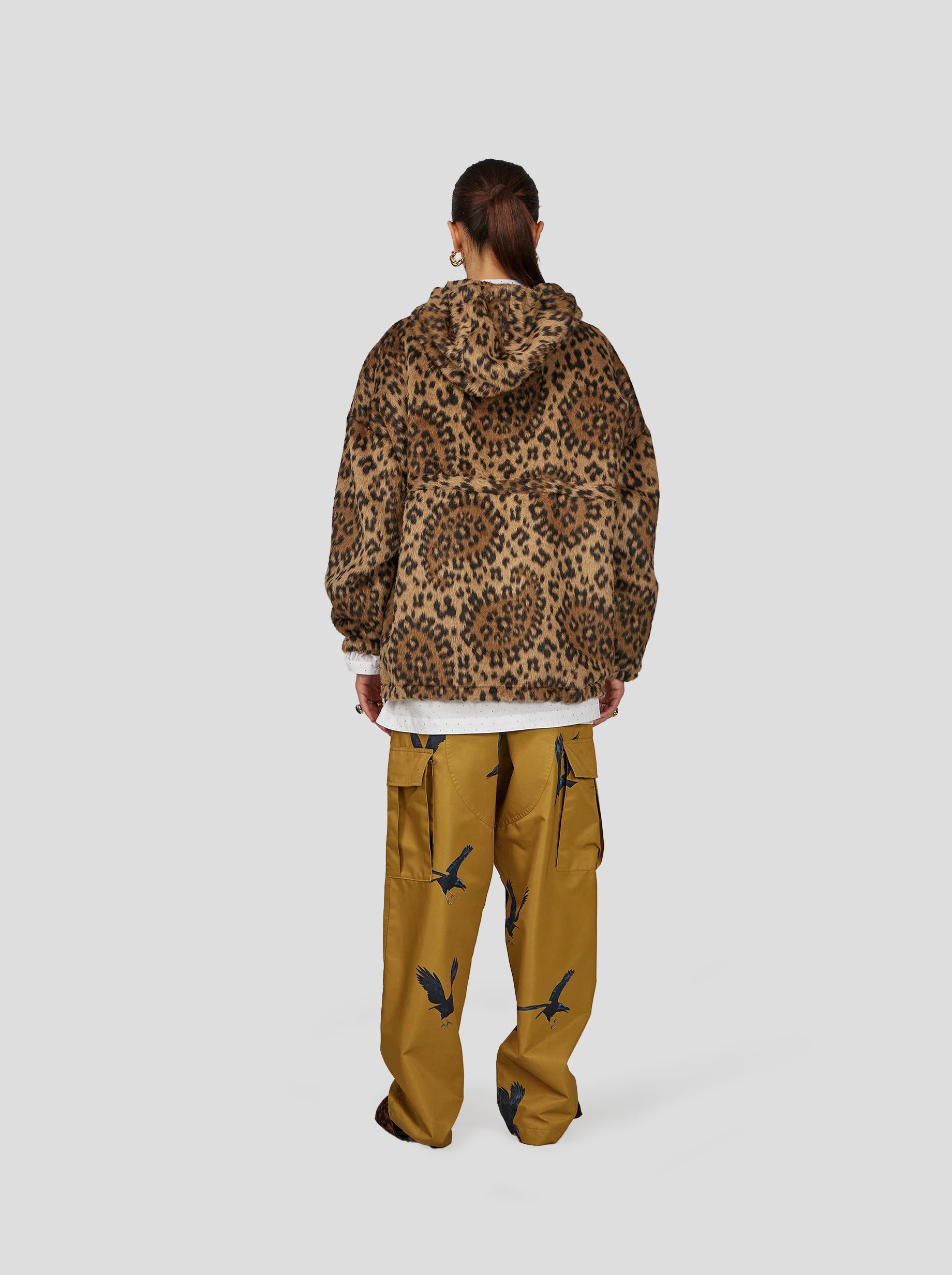 TONY WINDBREAKER  IN MUFFLED WOOL LEOPARD