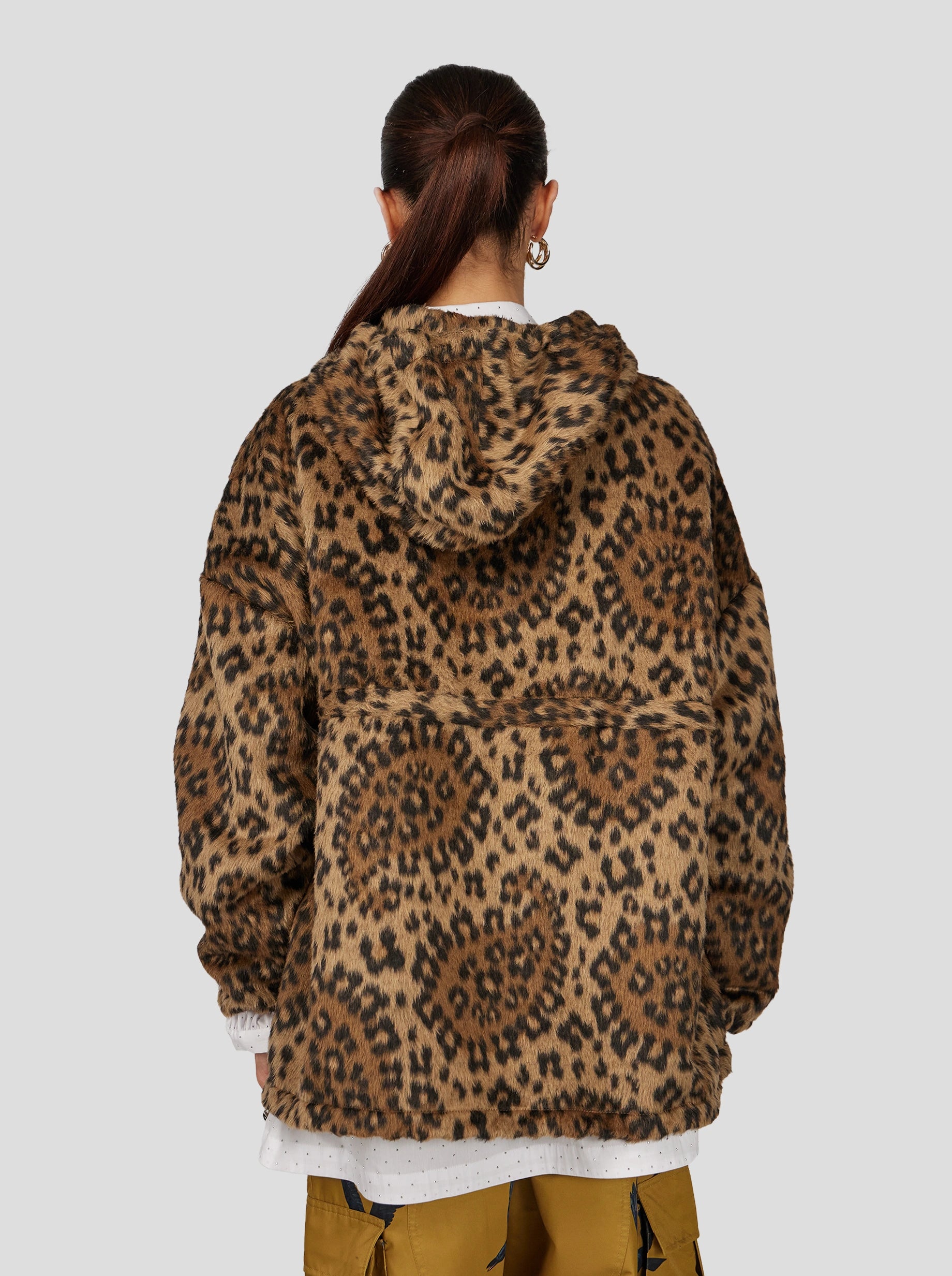 TONY WINDBREAKER  IN MUFFLED WOOL LEOPARD