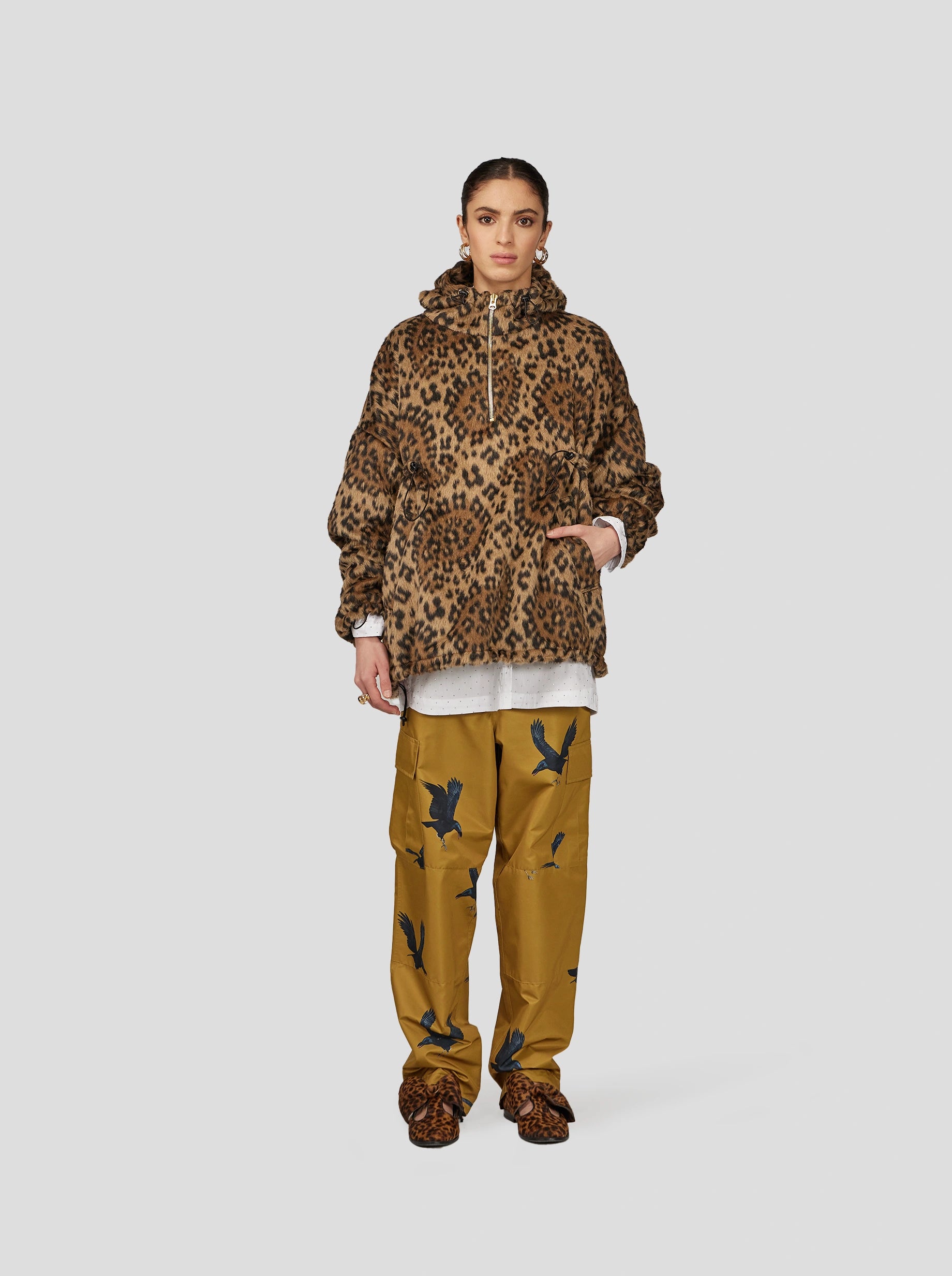 TONY WINDBREAKER  IN MUFFLED WOOL LEOPARD