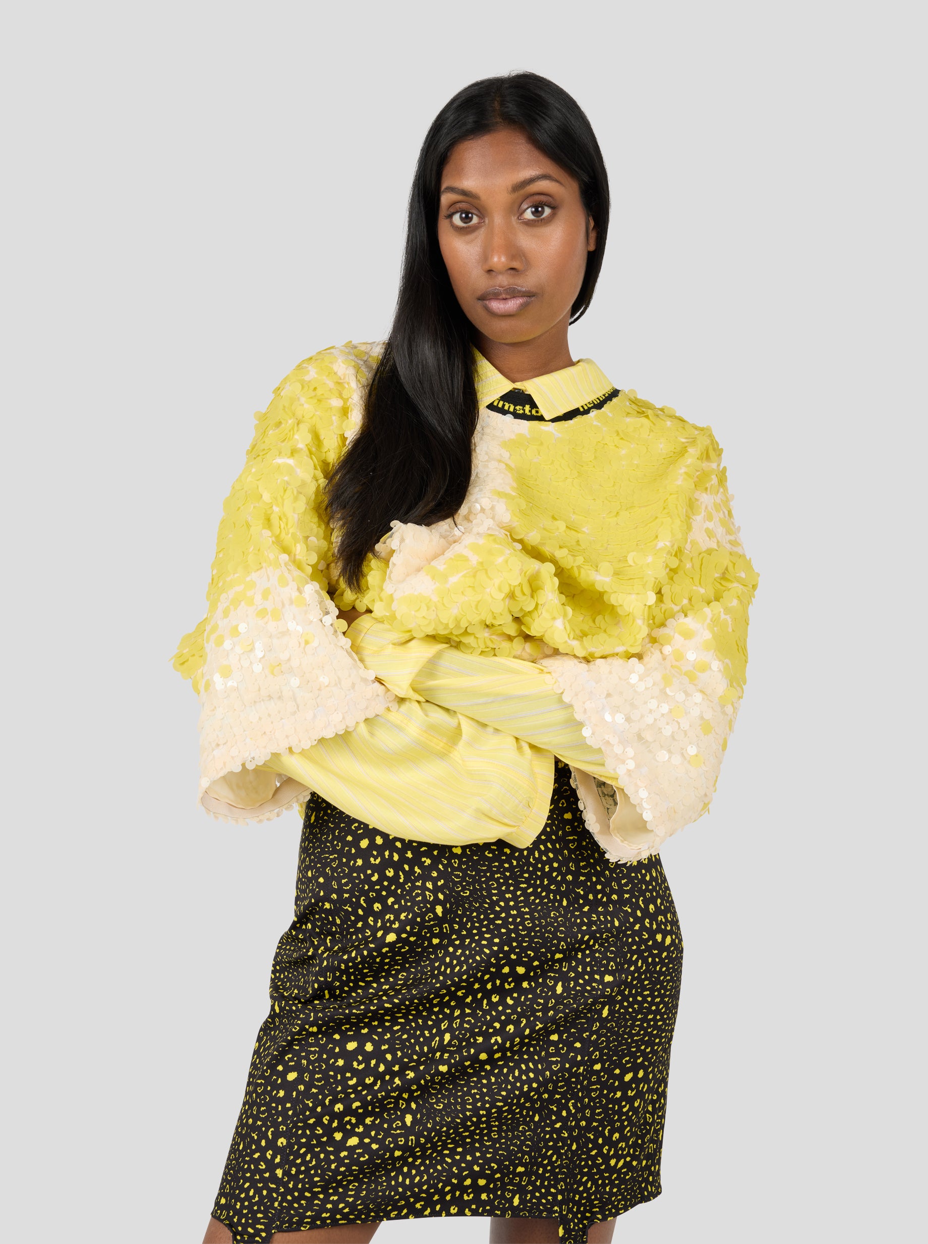 Basket t-shirt in Sequins Yellow Meringue