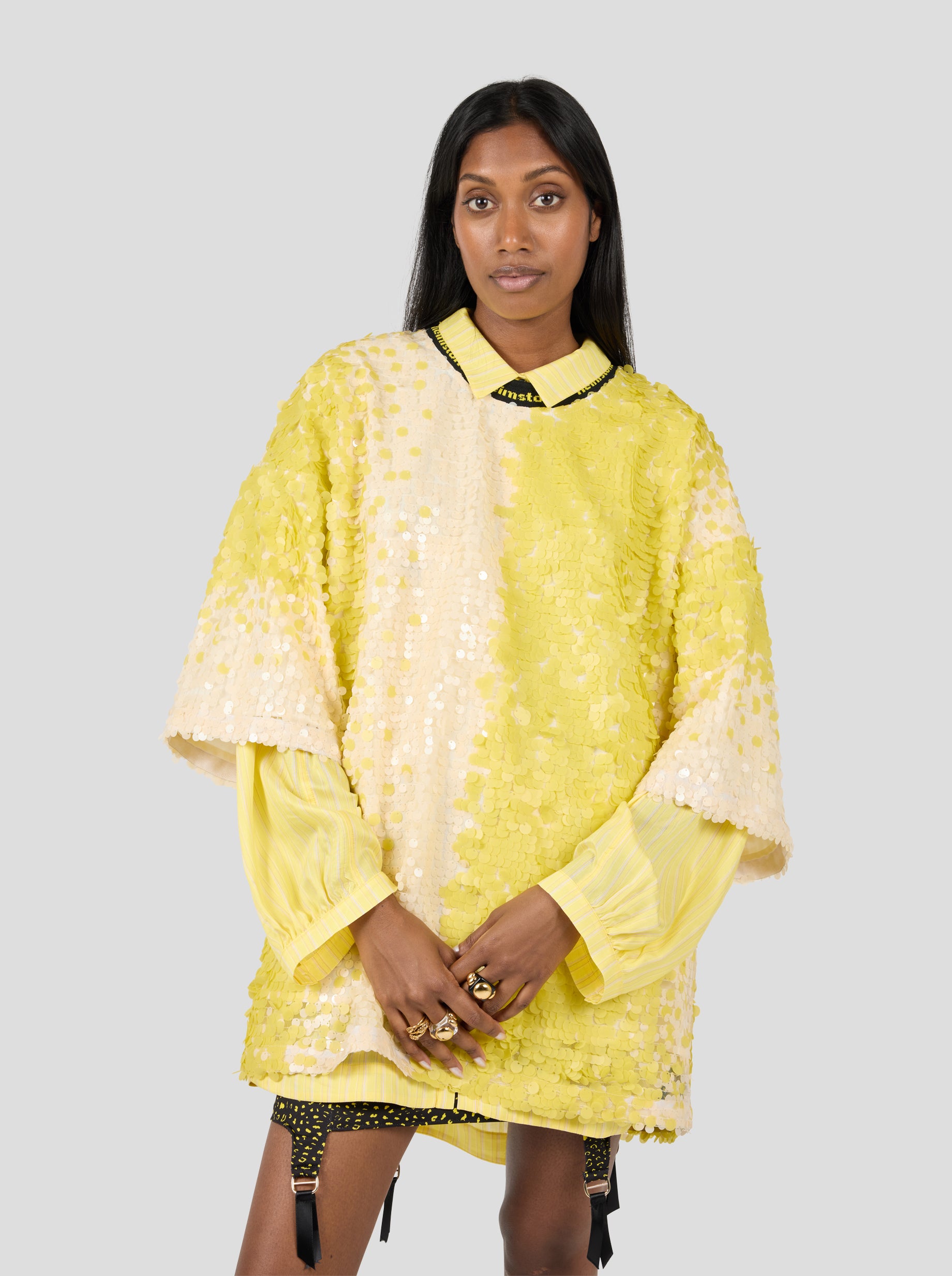 Basket t-shirt in Sequins Yellow Meringue