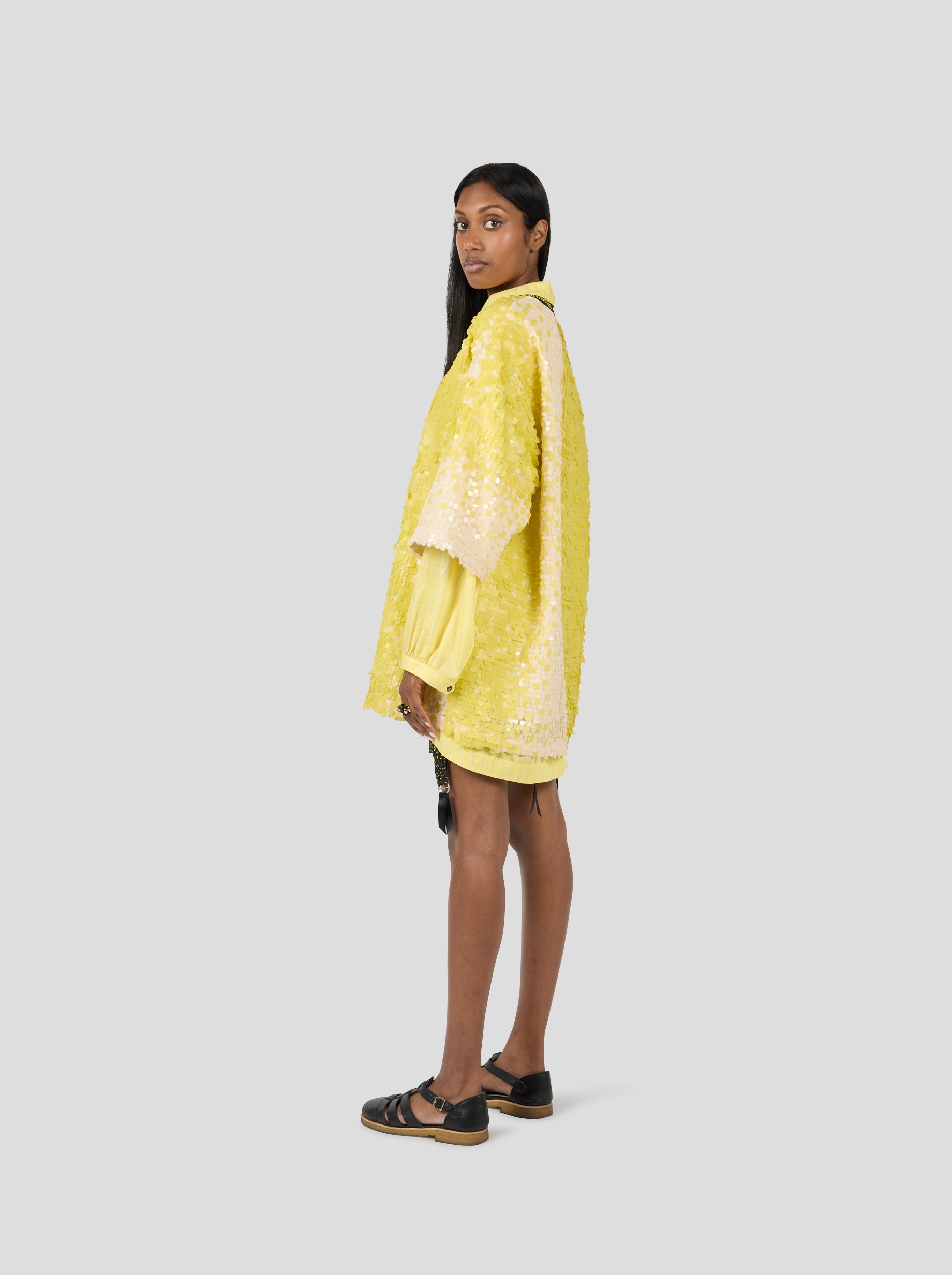 Basket t-shirt in Sequins Yellow Meringue