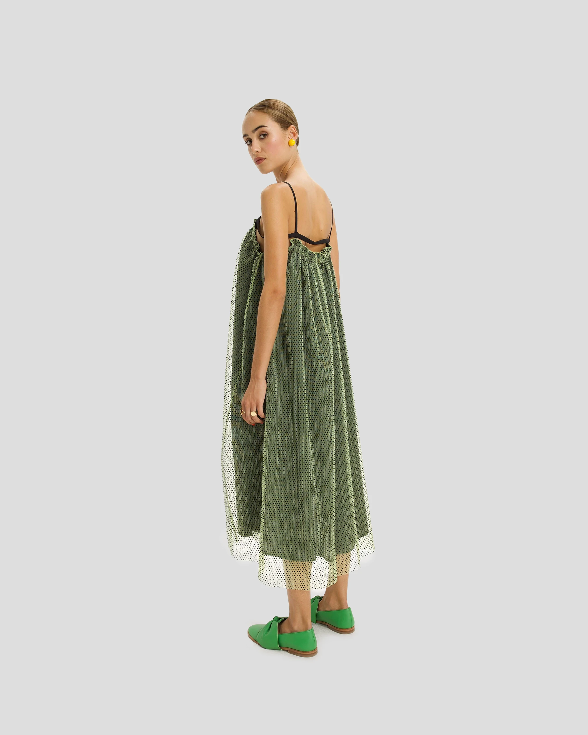 Vickie Dress in Croquant Plumetis Olive