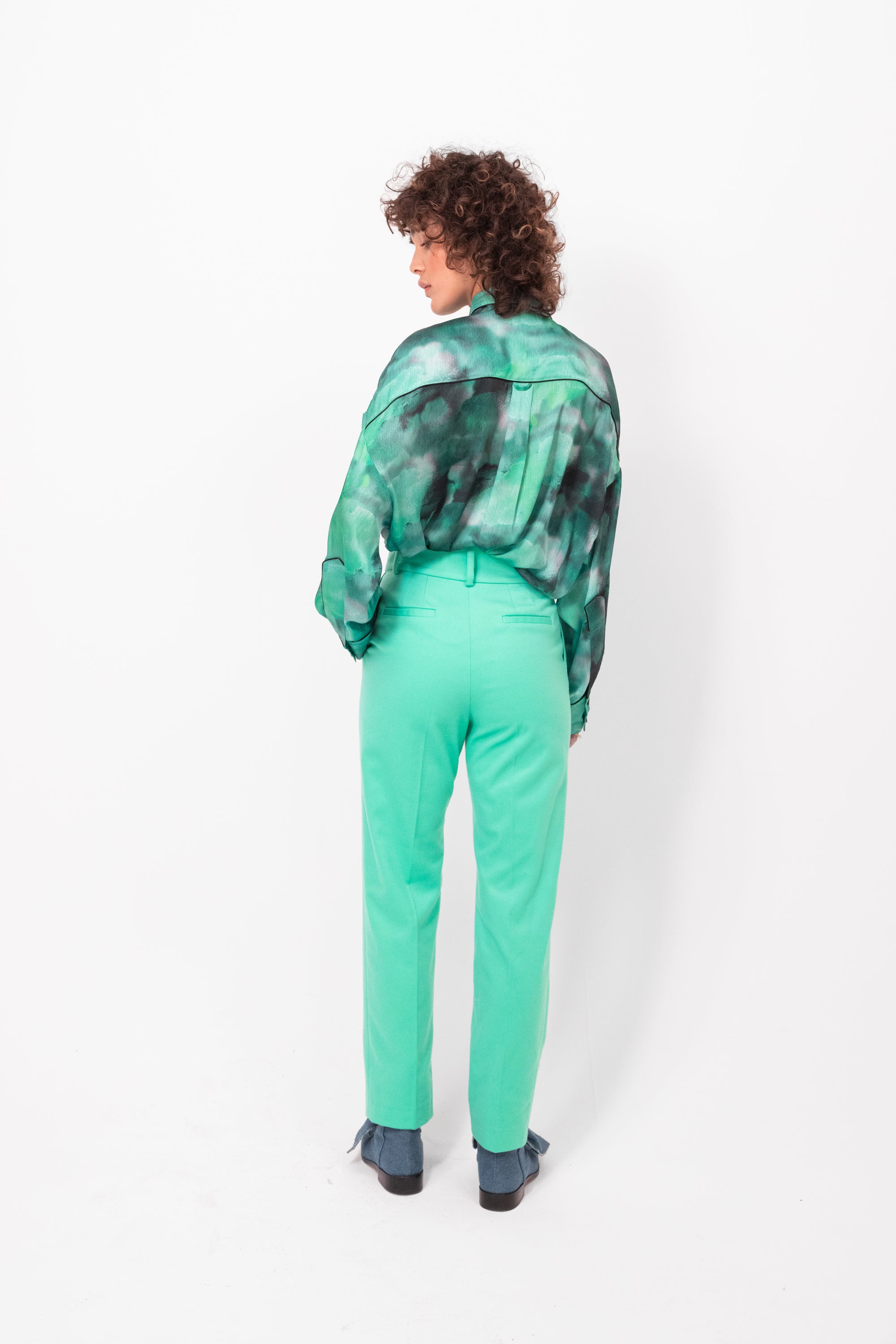 Jojo pants in green mineral flanelle