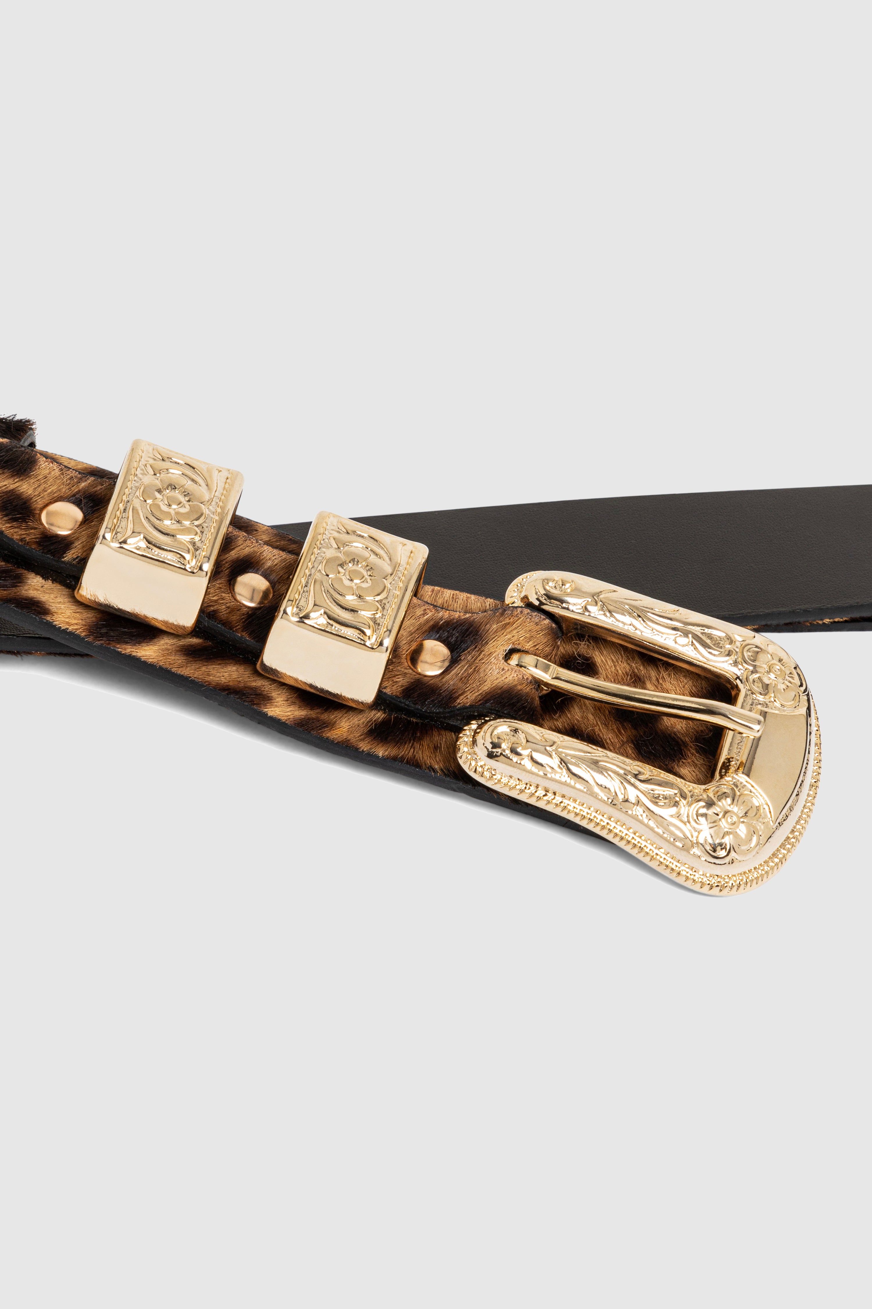 Texan belt in Leopard printed leather