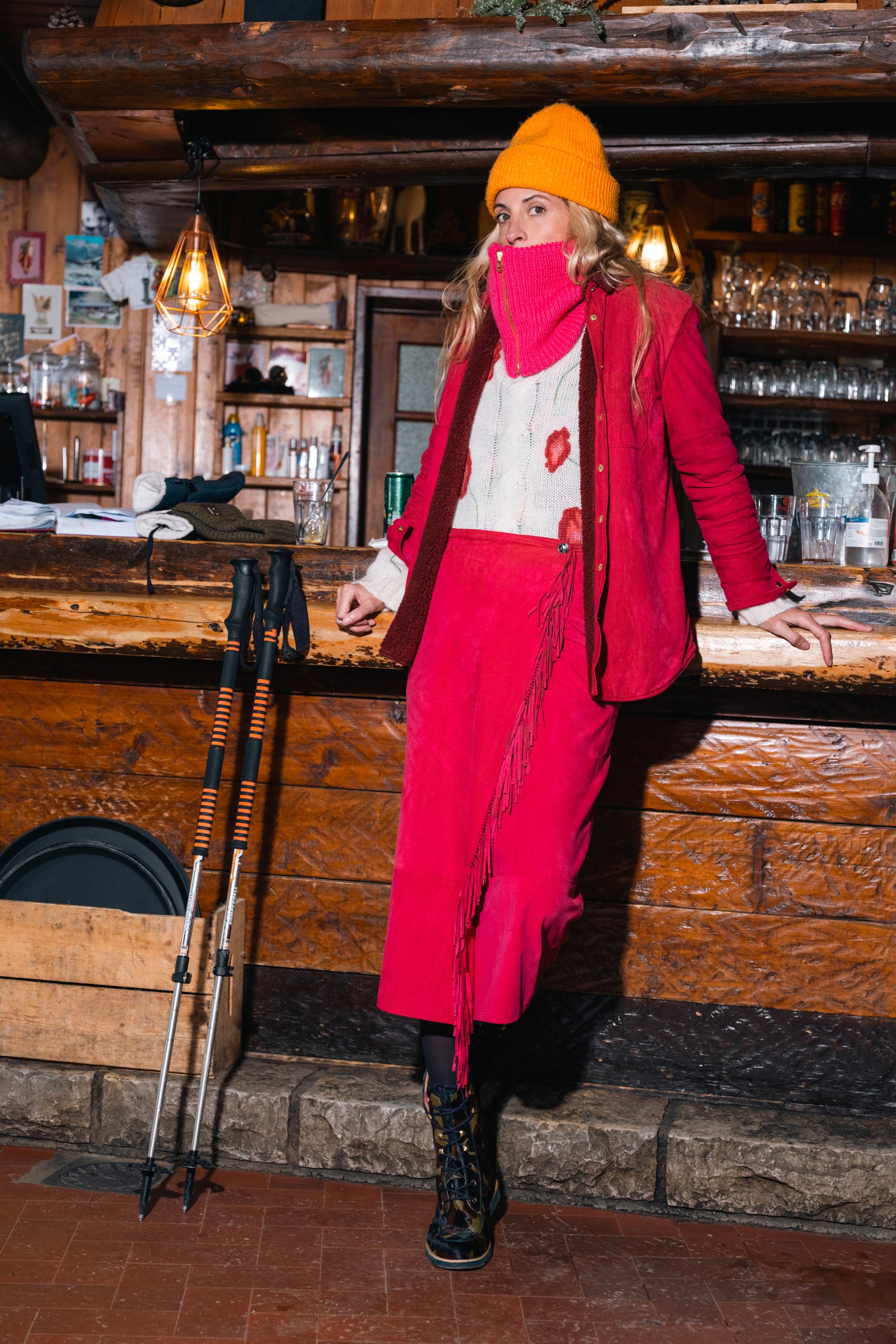 Calgary skirt in fuchsia suede