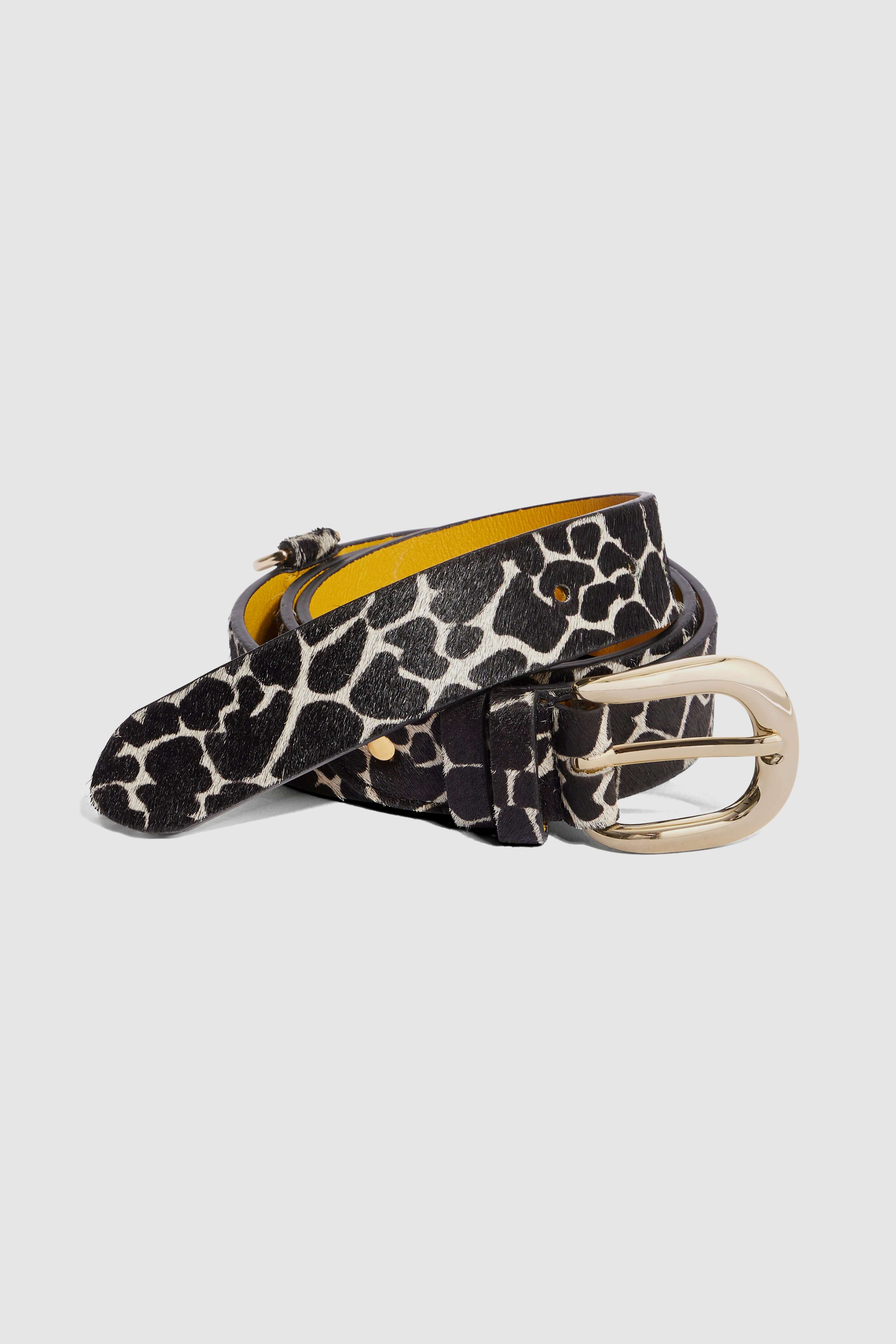 Belt in white Giraffe printed leather | Heimstone