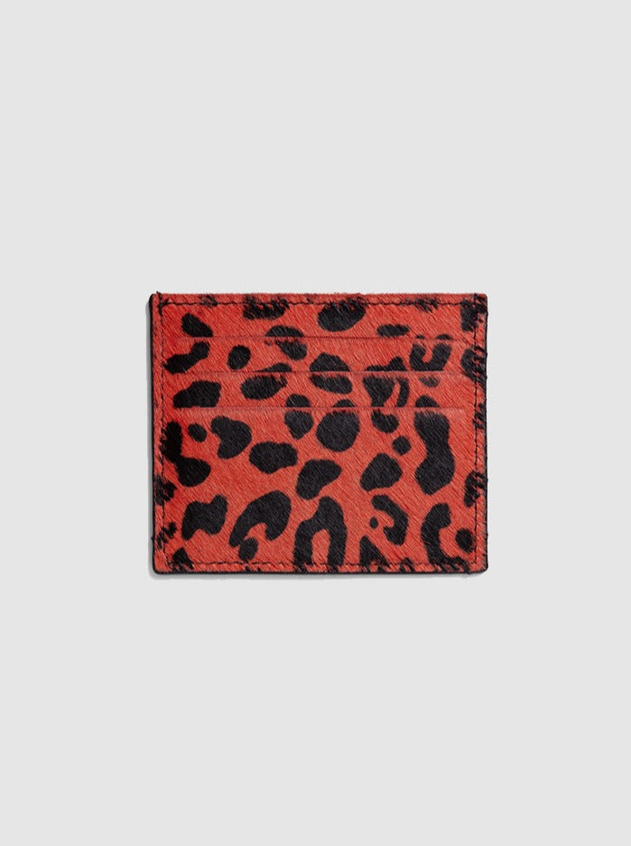 The Minis - Card holder in orange Leopard leather