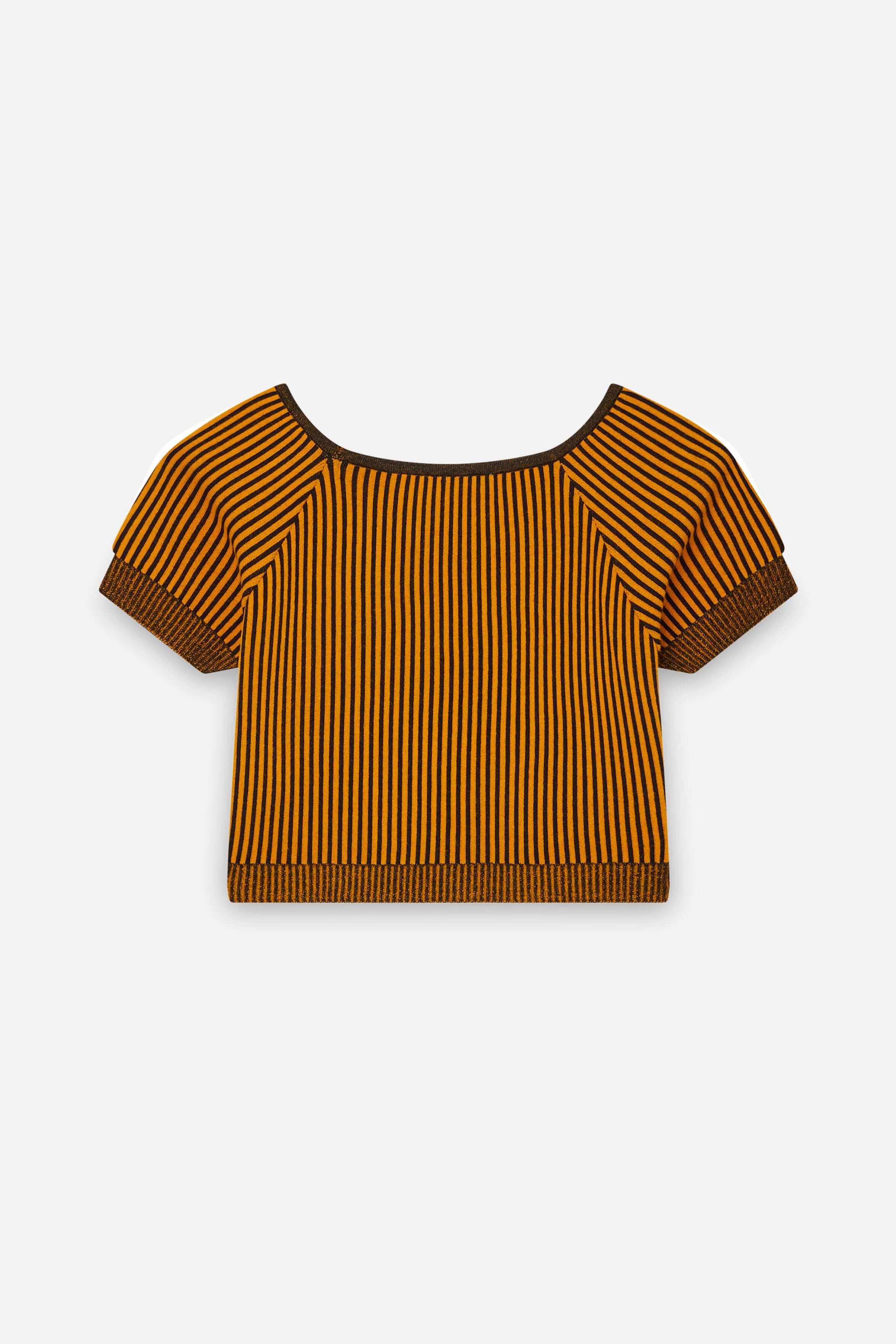 Crop Top Tanya in Gold Lines knit