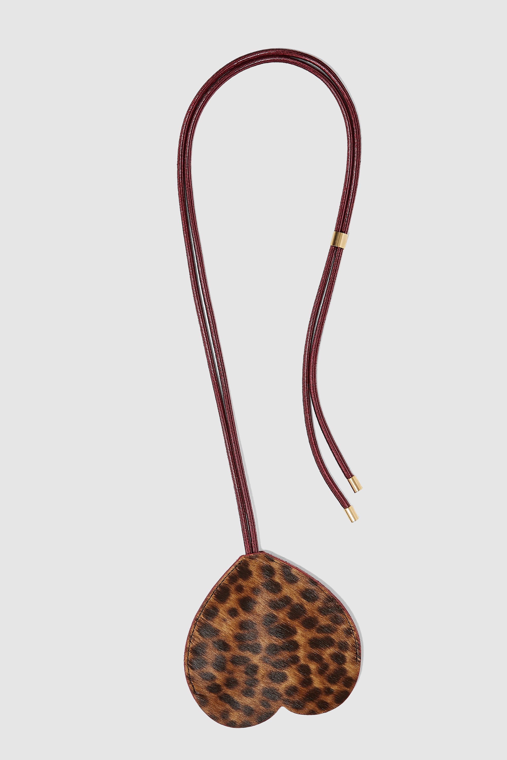 The Minis - Long Heart Keychain in Leopard leather