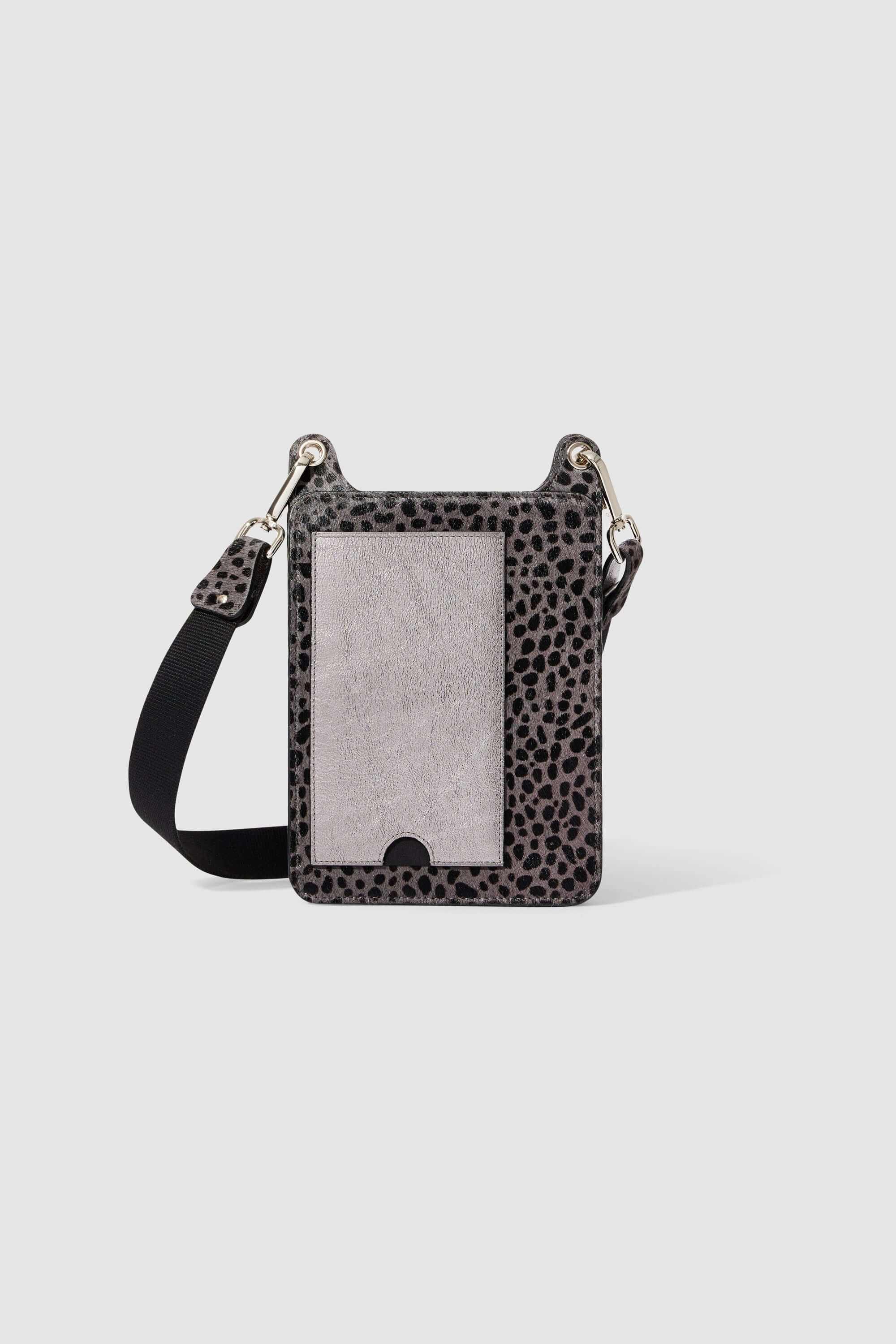 Stanley satchel in grey Cheetah printed leather