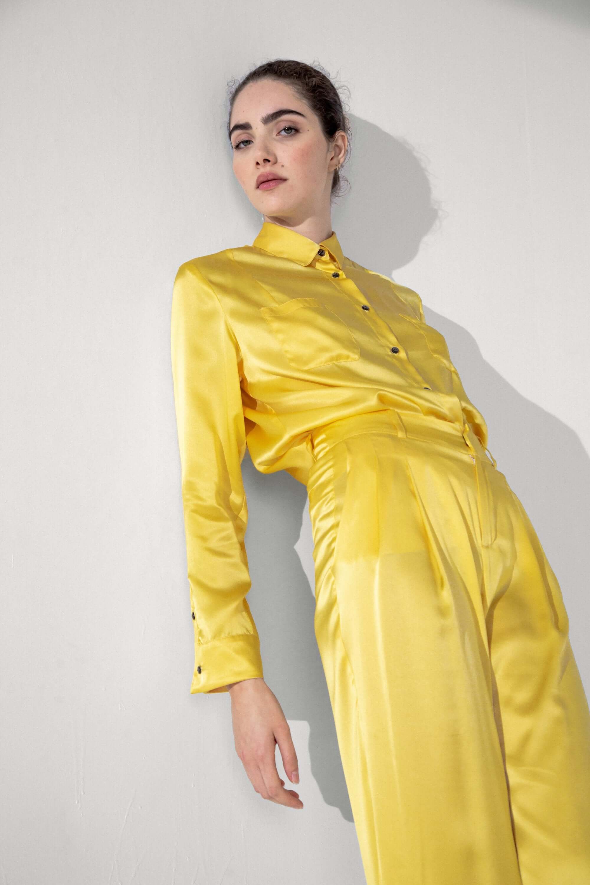 Dori shirt in yellow silk