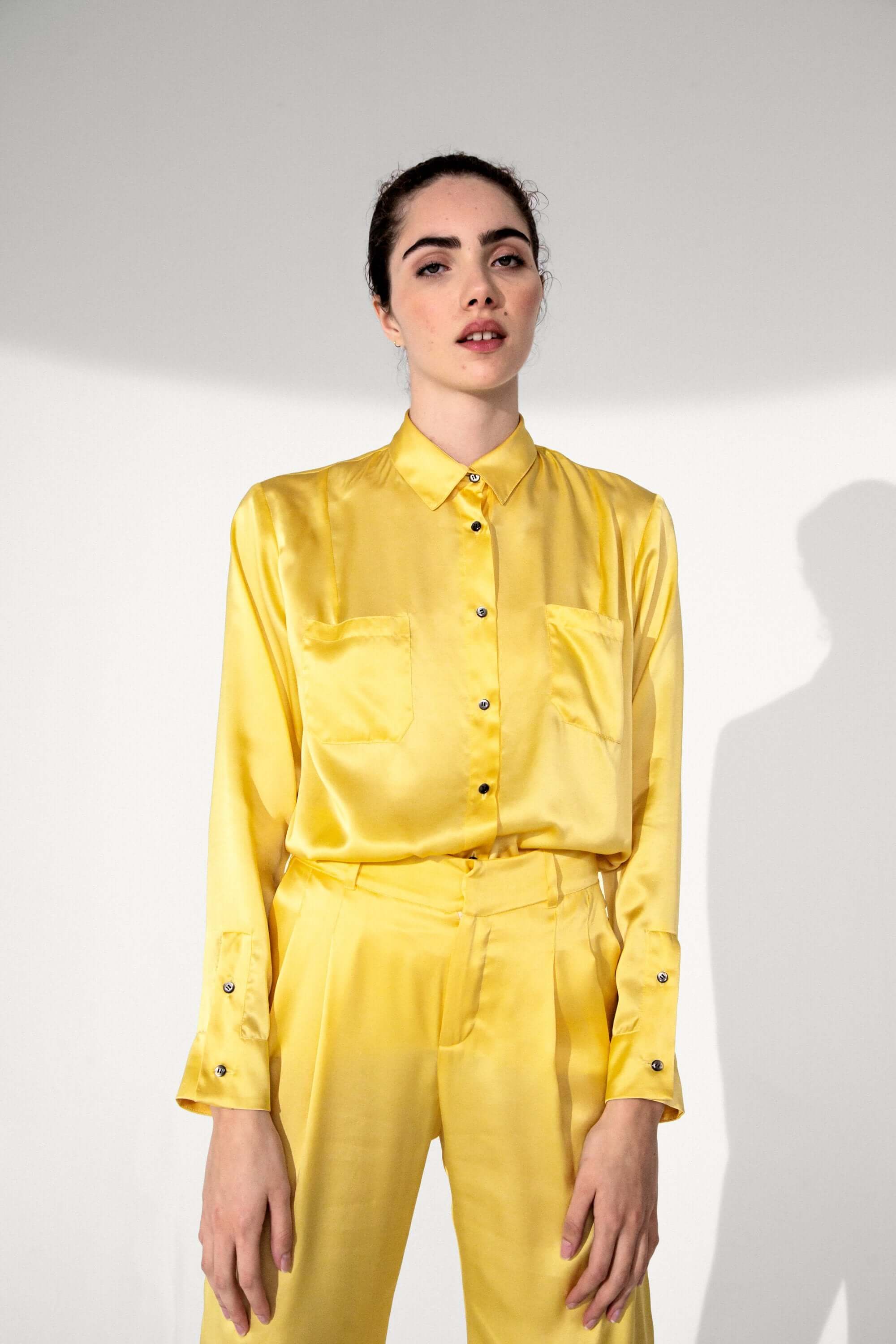 Dori shirt in yellow silk